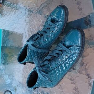 GEOX Teal Vinyl High-Top Sneakers sz 7